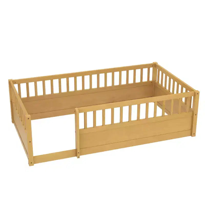 GDFStudio Julian Modern Montessori Floor Bed with Fence