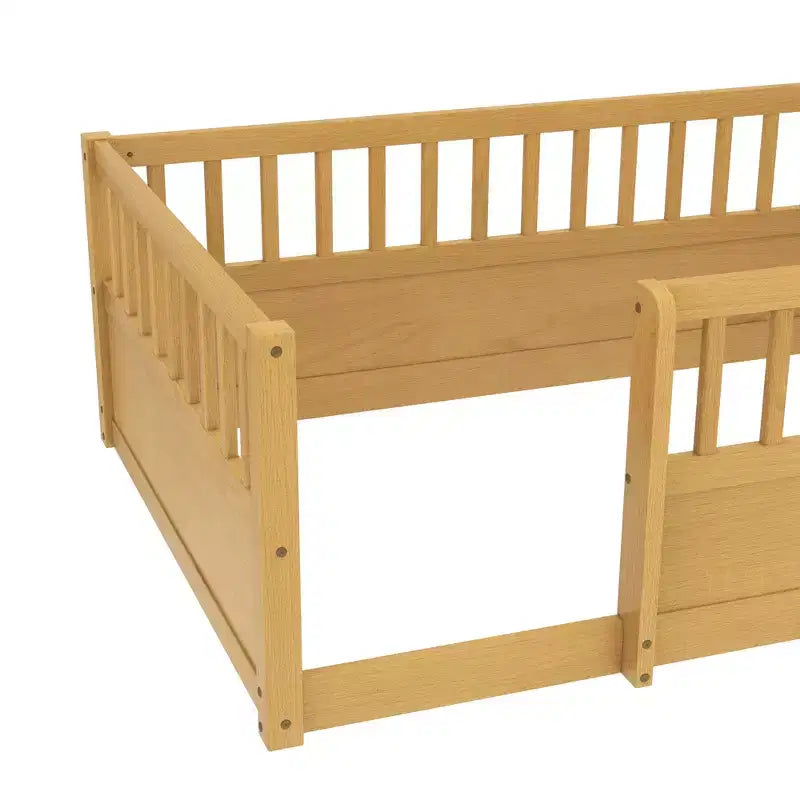 GDFStudio Julian Modern Montessori Floor Bed with Fence