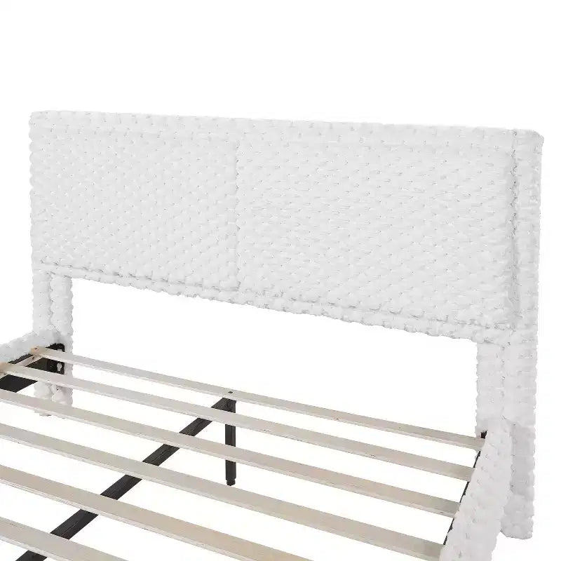 Queen/King Size Upholstered Bed Frame with Soft Backrest, Wood Platform Bed Frame for Bedroom - ModernLuxe