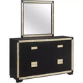 HomeStock Black and Gold Mirror with Modern Frame Stylish Bedroom Accent for Sophisticated Dcor