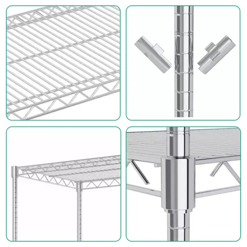 5-Tier Storage Shelves with Wheels, Metal Garage Shelving, Adjustable Pantry Shelf, Commercial Shelving