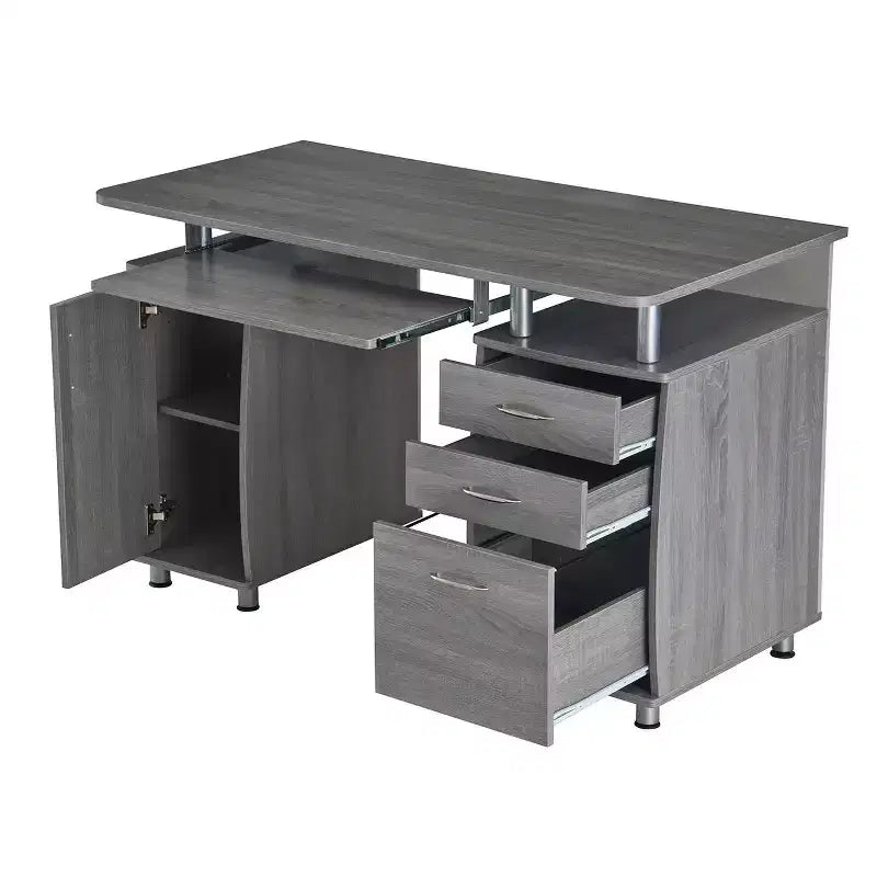 Okak 47.5IN Modern Home Office Desks, Computer Desk with 3 Drawers and 1 Cabinet Door, Writing Desk for Living Room, Study