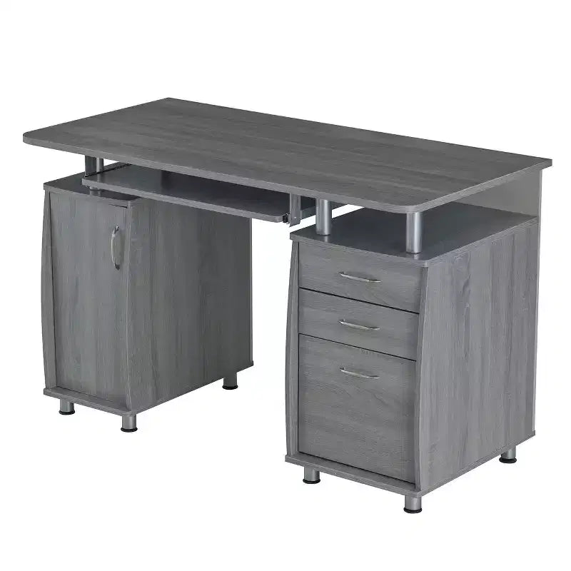 Okak 47.5IN Modern Home Office Desks, Computer Desk with 3 Drawers and 1 Cabinet Door, Writing Desk for Living Room, Study