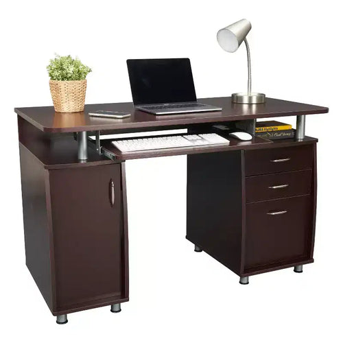 Okak 47.5IN Modern Home Office Desks, Computer Desk with 3 Drawers and 1 Cabinet Door, Writing Desk for Living Room, Study