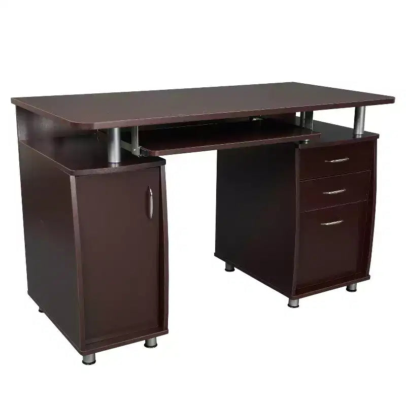 Okak 47.5IN Modern Home Office Desks, Computer Desk with 3 Drawers and 1 Cabinet Door, Writing Desk for Living Room, Study