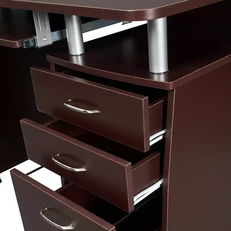 Okak 47.5IN Modern Home Office Desks, Computer Desk with 3 Drawers and 1 Cabinet Door, Writing Desk for Living Room, Study