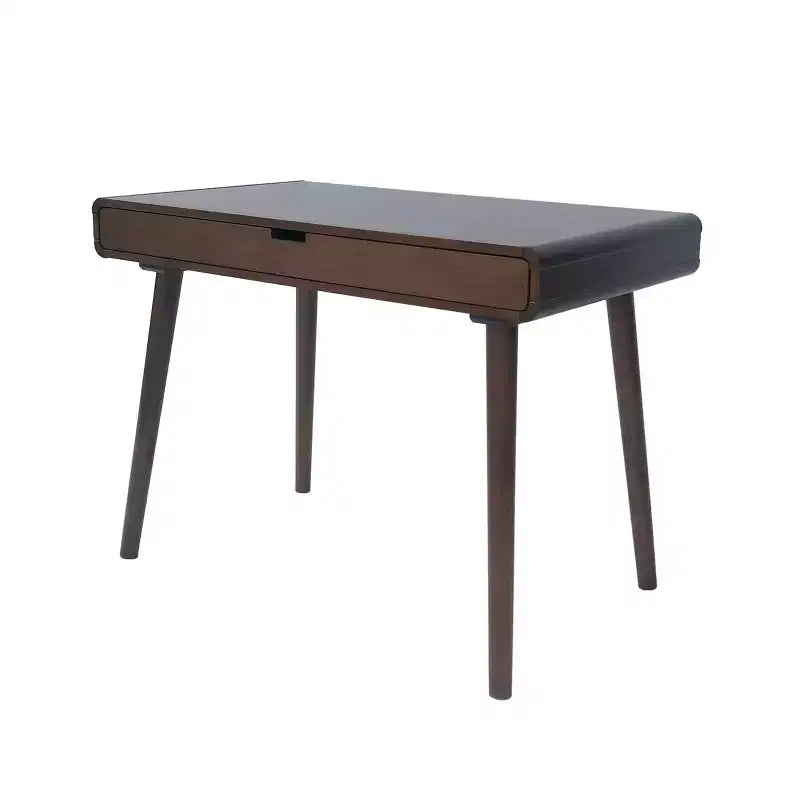 Okak 40IN Elegent Standing Desk with Large Drawers, Computer Desk with Wooden Legs, Home Office Desks for Workplace, Reading Room, Brown