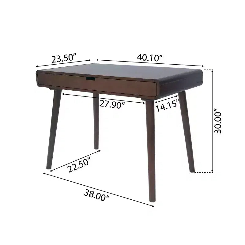 Okak 40IN Elegent Standing Desk with Large Drawers, Computer Desk with Wooden Legs, Home Office Desks for Workplace, Reading Room, Brown