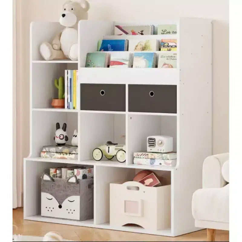 Toy Storage Organizer 47.8in Kids Bookshelf with Drawers Modern Bookcase with Cubbies Floor Storage Cabinet Wooden Toy Chest for Playroom Nursery