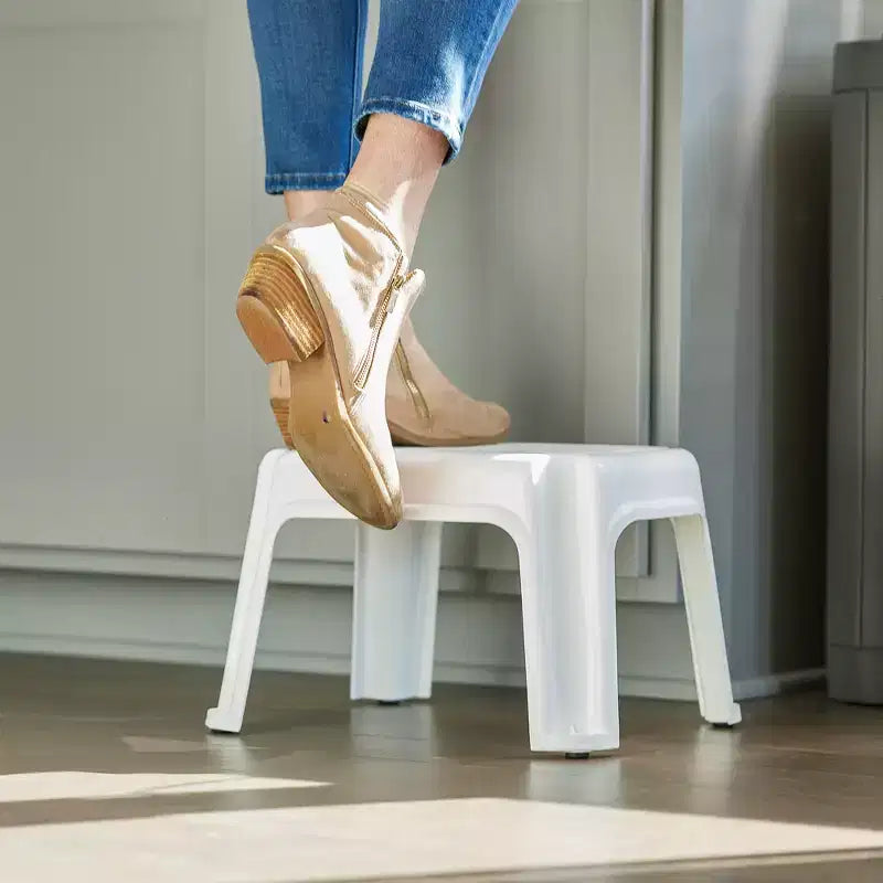 Gracious Living Single Step Stool, Small Step Stool, 9 1/2 Inches, White