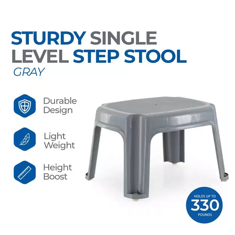 Gracious Living Single Step Stool, Small Step Stool, 9 1/2 Inches, White
