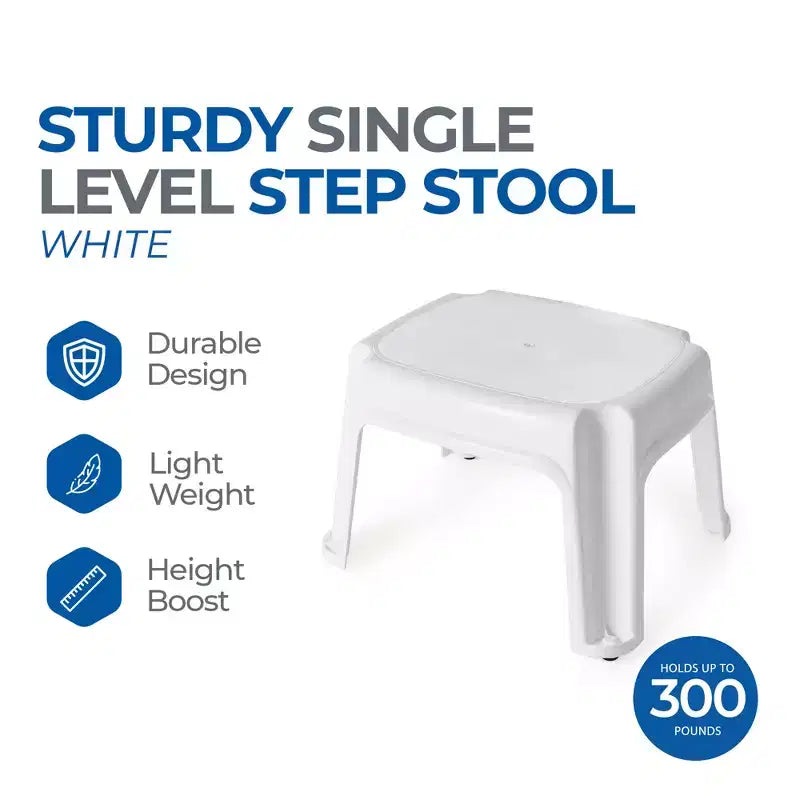 Gracious Living Single Step Stool, Small Step Stool, 9 1/2 Inches, White