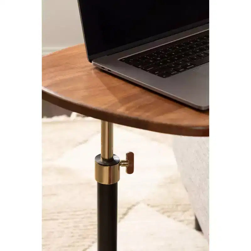 Kate and Laurel Adamas Adjustable C-Table, Walnut Brown and Black, 22x16x28