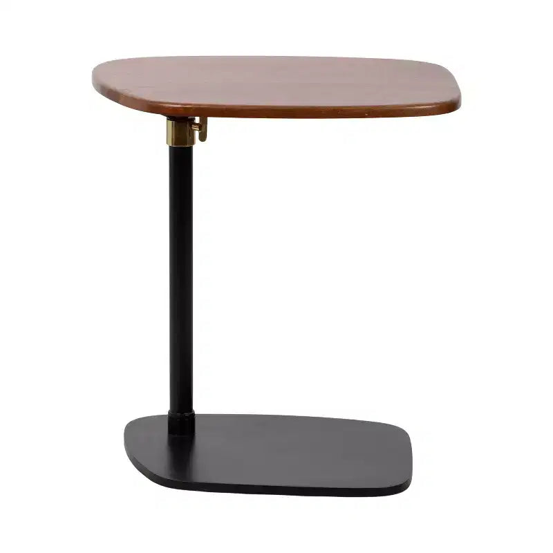 Kate and Laurel Adamas Adjustable C-Table, Walnut Brown and Black, 22x16x28