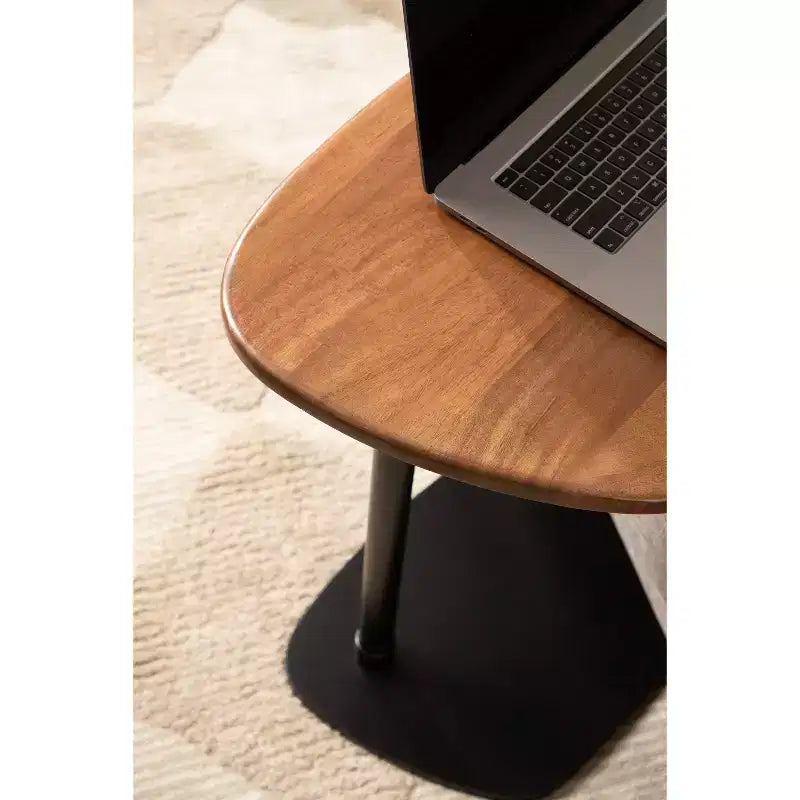Kate and Laurel Adamas Adjustable C-Table, Walnut Brown and Black, 22x16x28