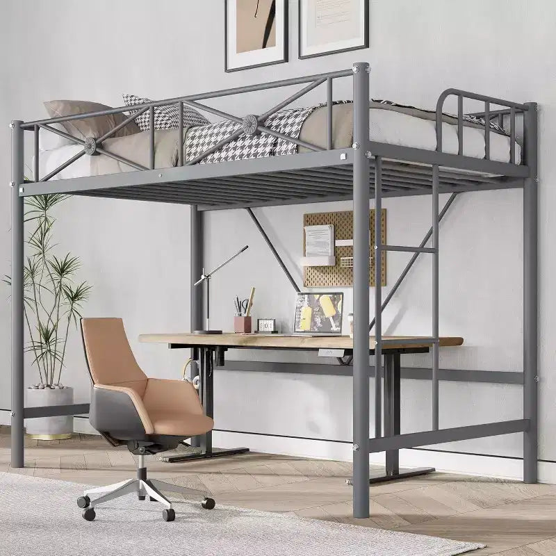 Twin Loft Bed Frame, Heavy Duty Metal with 400 Lbs Capacity, Space-Saving Noise-Free Design for Kids Teens Adults