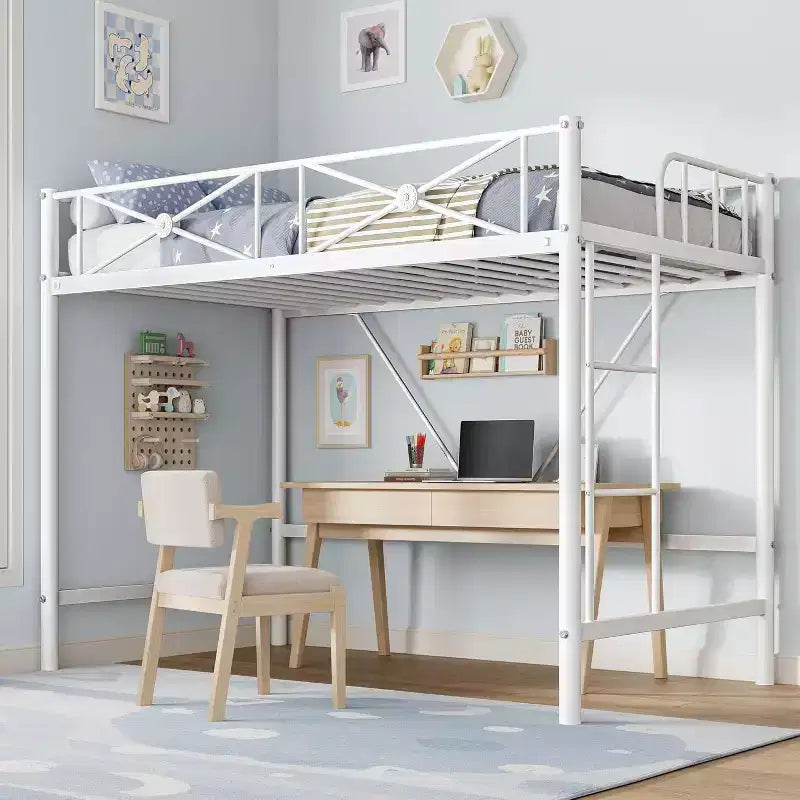 Twin Loft Bed Frame, Heavy Duty Metal with 400 Lbs Capacity, Space-Saving Noise-Free Design for Kids Teens Adults