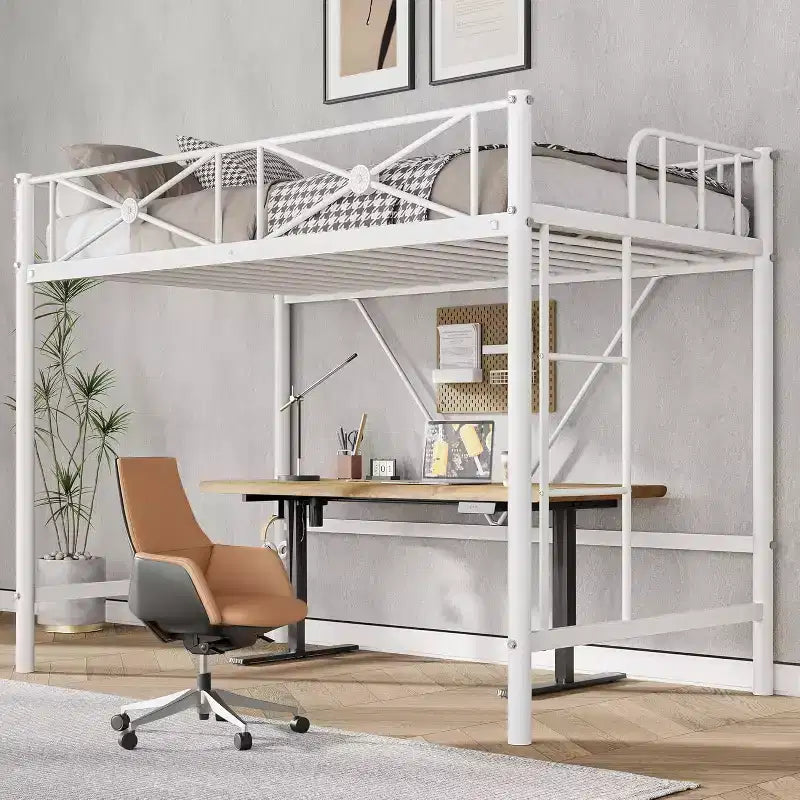 Twin Loft Bed Frame, Heavy Duty Metal with 400 Lbs Capacity, Space-Saving Noise-Free Design for Kids Teens Adults