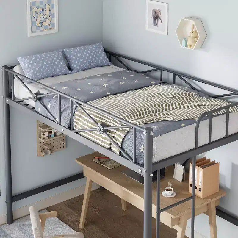 Twin Loft Bed Frame, Heavy Duty Metal with 400 Lbs Capacity, Space-Saving Noise-Free Design for Kids Teens Adults