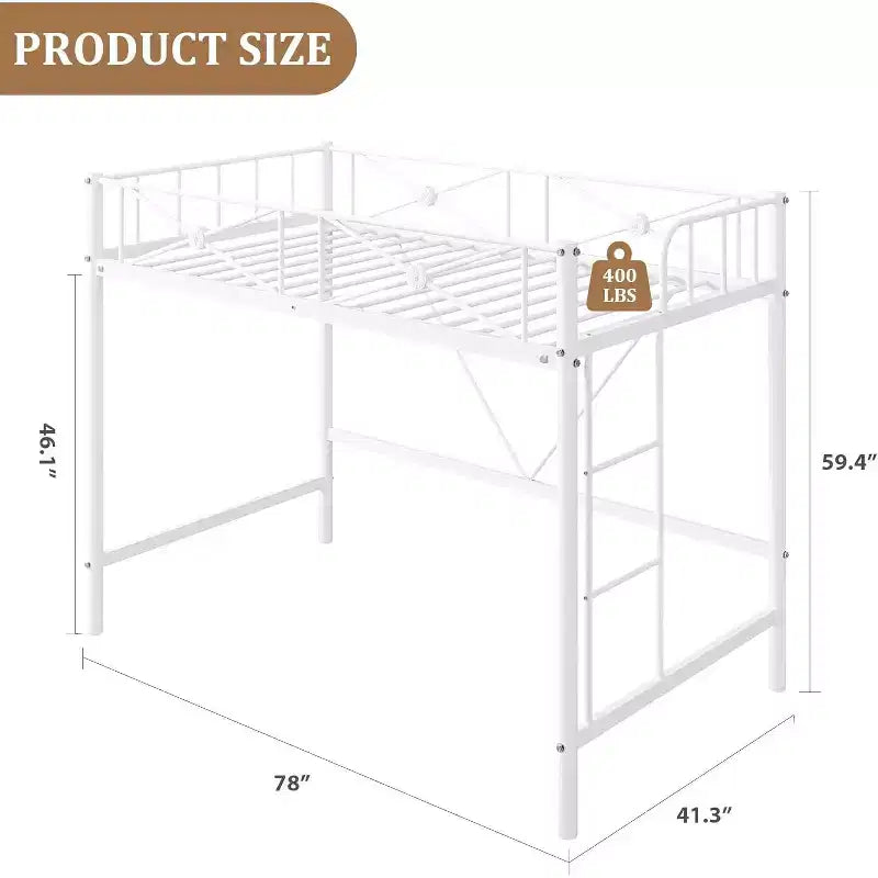 Twin Loft Bed Frame, Heavy Duty Metal with 400 Lbs Capacity, Space-Saving Noise-Free Design for Kids Teens Adults