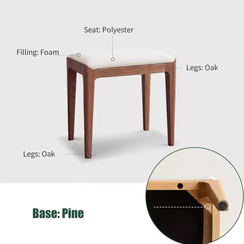 GDFStudio Ernest Modern Solid Wood Upholstered Vanity Stool