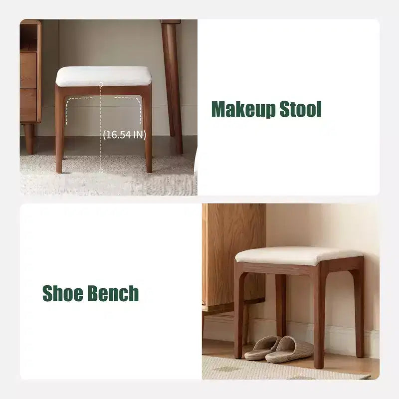 GDFStudio Ernest Modern Solid Wood Upholstered Vanity Stool