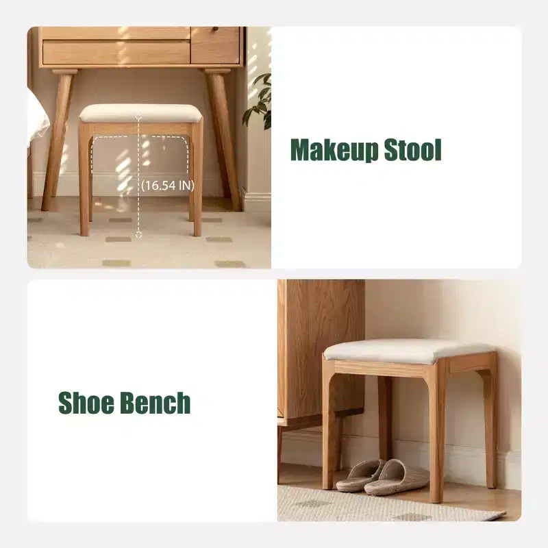 GDFStudio Ernest Modern Solid Wood Upholstered Vanity Stool