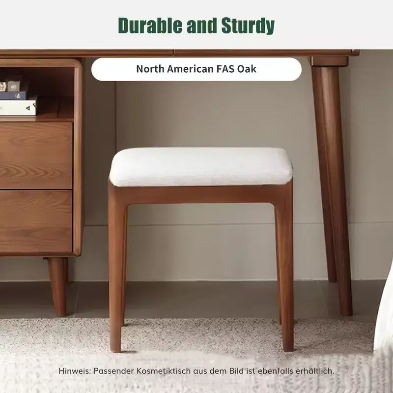GDFStudio Ernest Modern Solid Wood Upholstered Vanity Stool