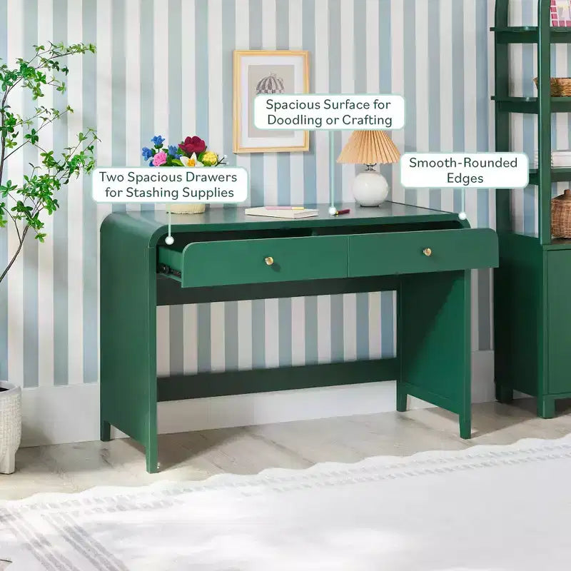 Walker Edison Zoey Modern Curve Design Writing Desk