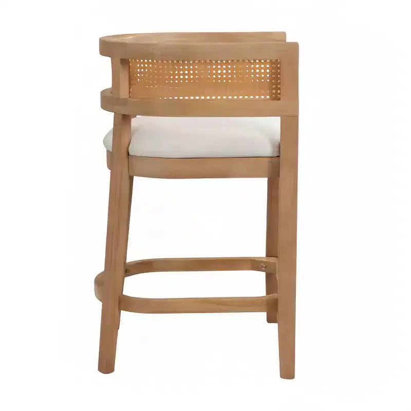 Christopher Knight Home Set of 2 Amir Contemporary Rubberwood Upholstered with Curved Rattan Back Counter Height Barstools Oak