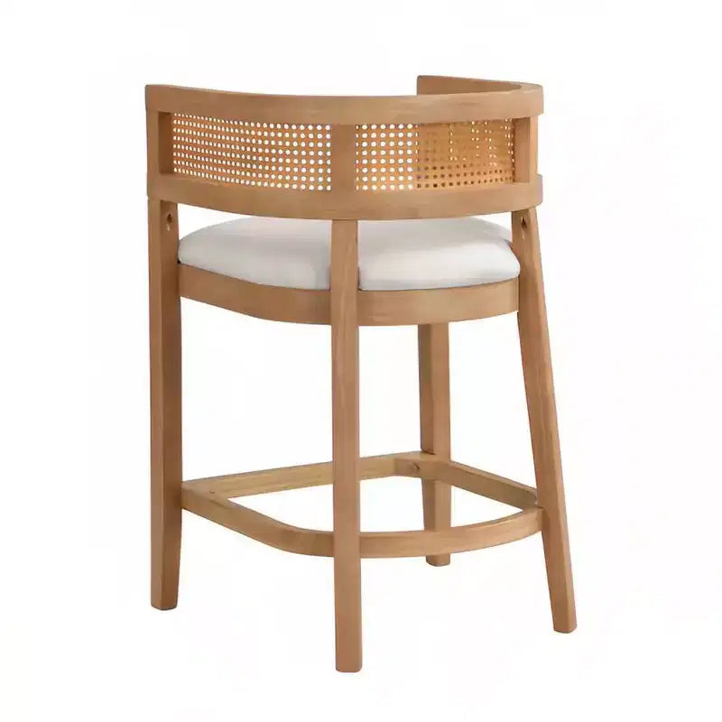 Christopher Knight Home Set of 2 Amir Contemporary Rubberwood Upholstered with Curved Rattan Back Counter Height Barstools Oak