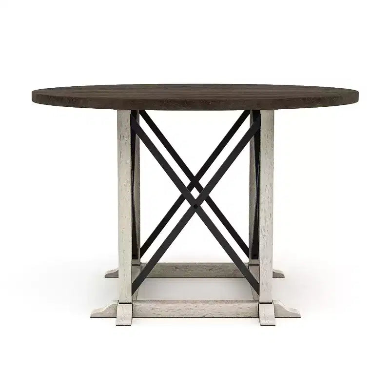 47" Piker Round Wood Dining Table Dark Walnut/Antique White - HOMES: Inside + Out