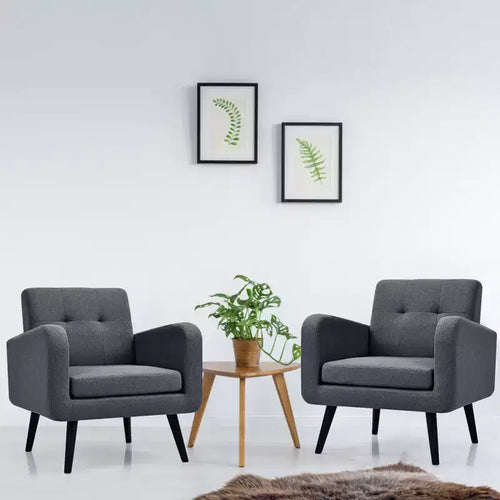 Costway 2PCS Accent Armchair Single Sofa Chair Home Office w/ Wooden Legs