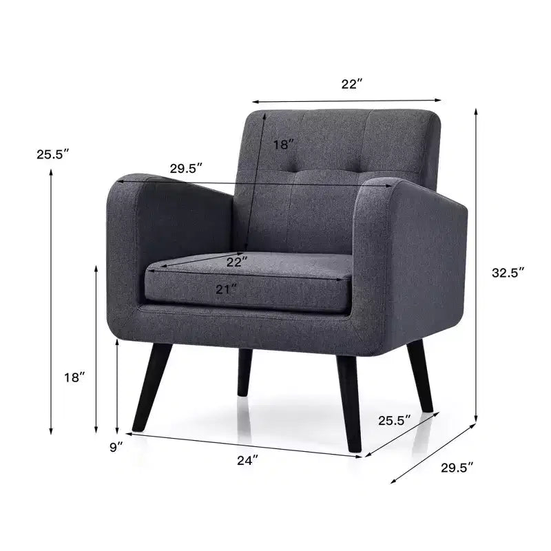 Costway 2PCS Accent Armchair Single Sofa Chair Home Office w/ Wooden Legs