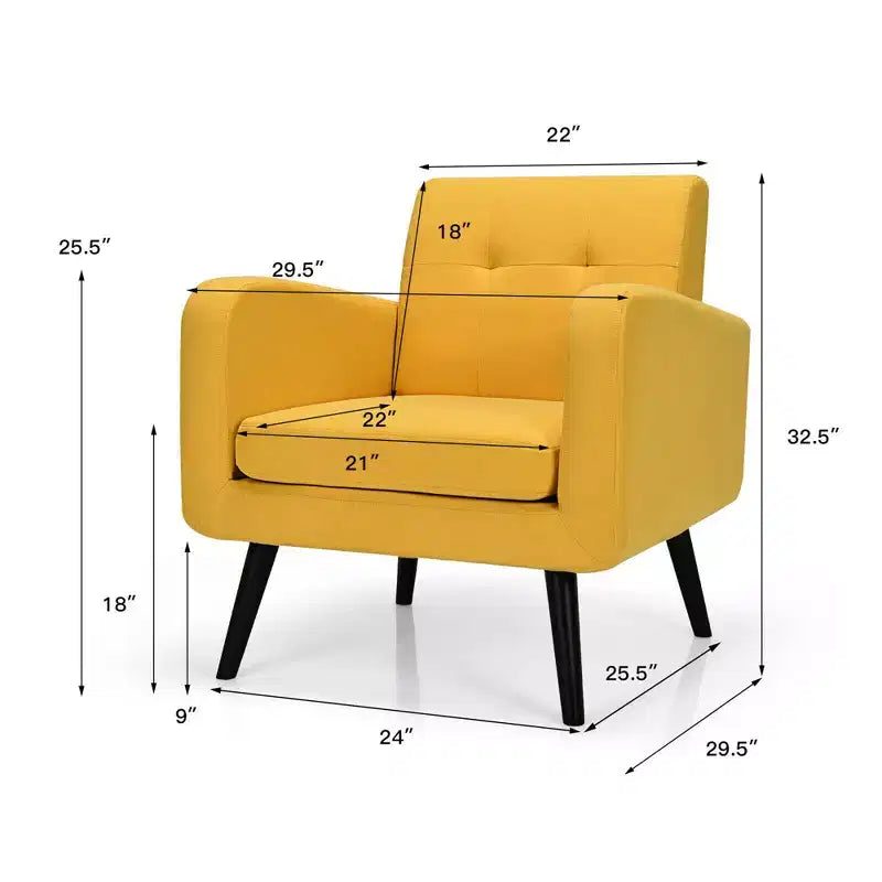 Costway 2PCS Accent Armchair Single Sofa Chair Home Office w/ Wooden Legs