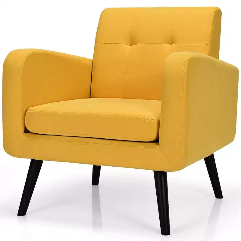Costway 2PCS Accent Armchair Single Sofa Chair Home Office w/ Wooden Legs