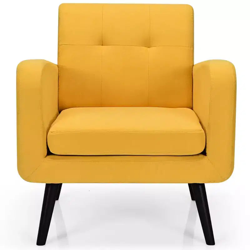 Costway 2PCS Accent Armchair Single Sofa Chair Home Office w/ Wooden Legs