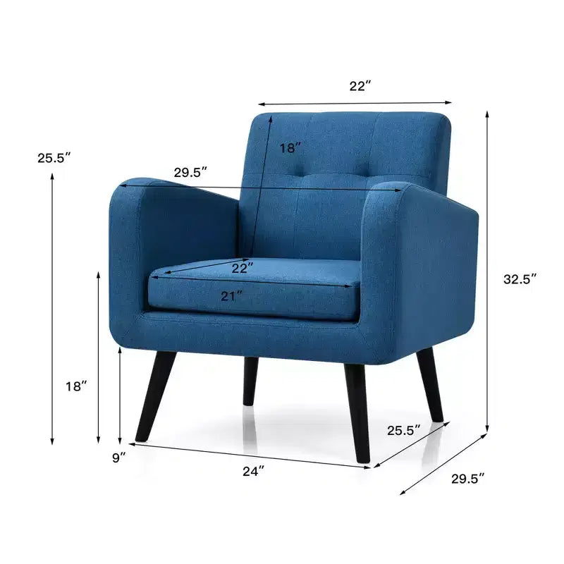 Costway 2PCS Accent Armchair Single Sofa Chair Home Office w/ Wooden Legs