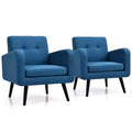 Costway 2PCS Accent Armchair Single Sofa Chair Home Office w/ Wooden Legs