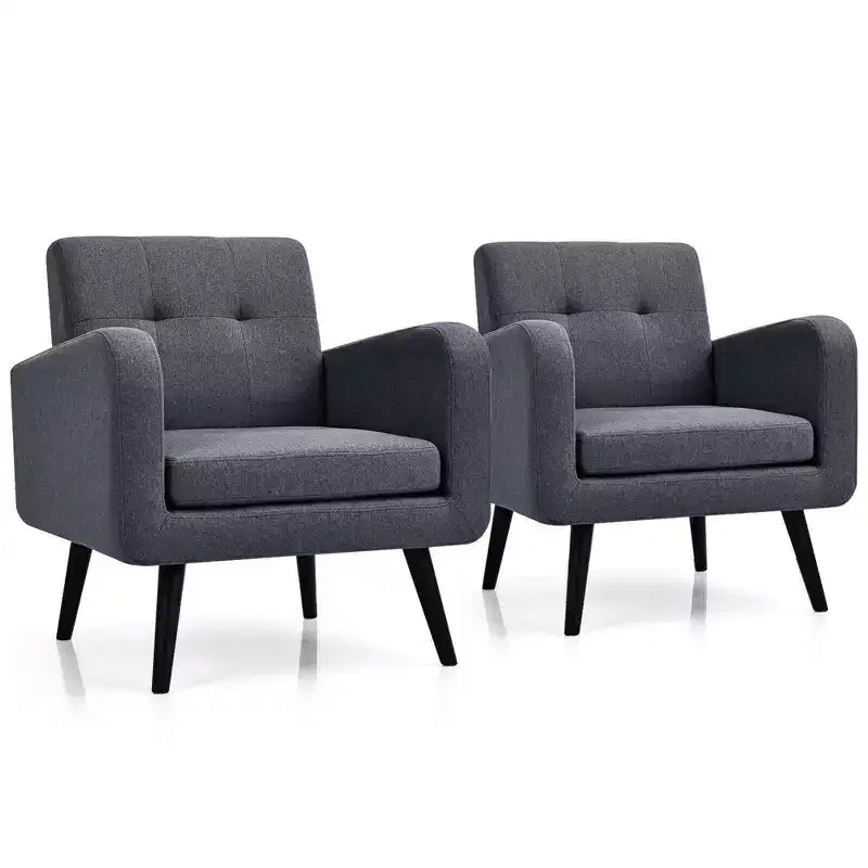 Costway 2PCS Accent Armchair Single Sofa Chair Home Office w/ Wooden Legs