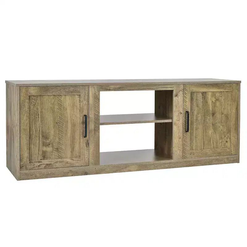 Costway 58'' TV Stand Entertainment Console Center W/ 2 Cabinets for 65'' TV Natural\Black\Walnut