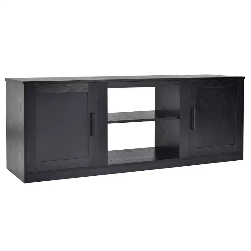 Costway 58'' TV Stand Entertainment Console Center W/ 2 Cabinets for 65'' TV Natural\Black\Walnut