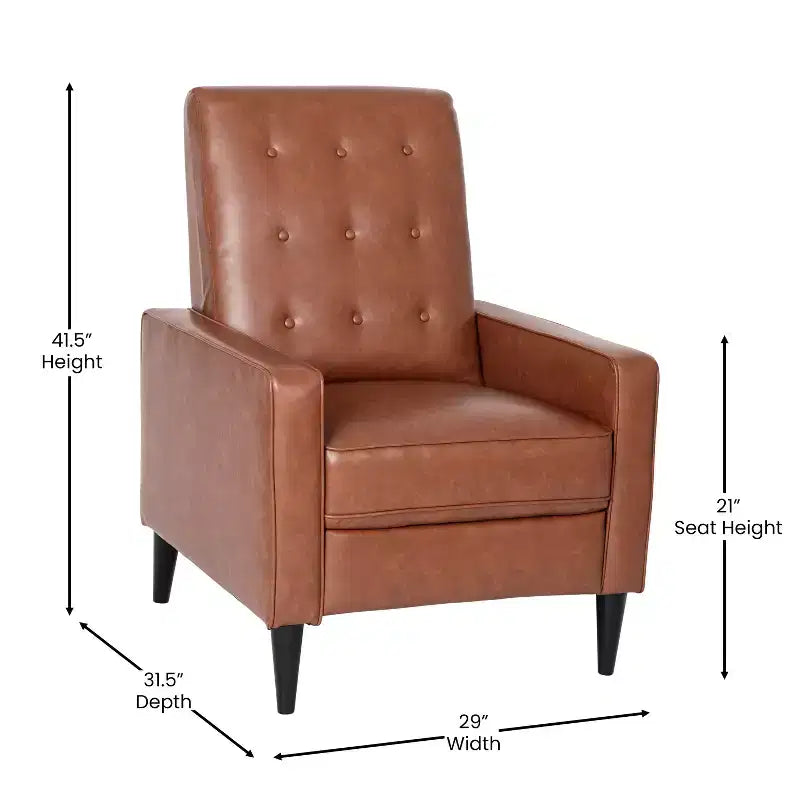 Merrick Lane Darcy Recliner Chair Mid-Century Modern Tufted Upholstery Ergonomic Push Back Living Room Recliner