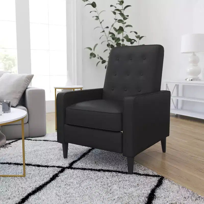 Merrick Lane Darcy Recliner Chair Mid-Century Modern Tufted Upholstery Ergonomic Push Back Living Room Recliner
