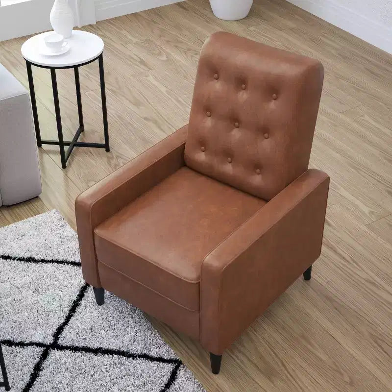 Merrick Lane Darcy Recliner Chair Mid-Century Modern Tufted Upholstery Ergonomic Push Back Living Room Recliner