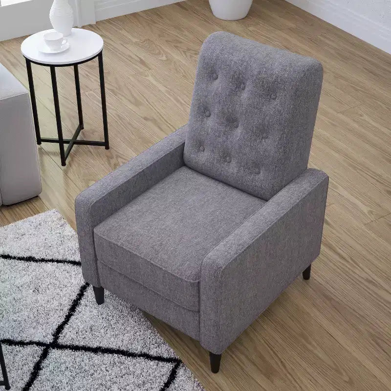 Merrick Lane Darcy Recliner Chair Mid-Century Modern Tufted Upholstery Ergonomic Push Back Living Room Recliner