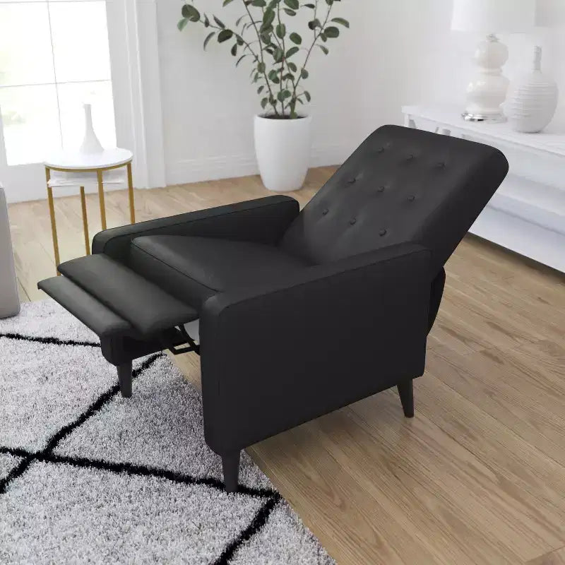 Merrick Lane Darcy Recliner Chair Mid-Century Modern Tufted Upholstery Ergonomic Push Back Living Room Recliner