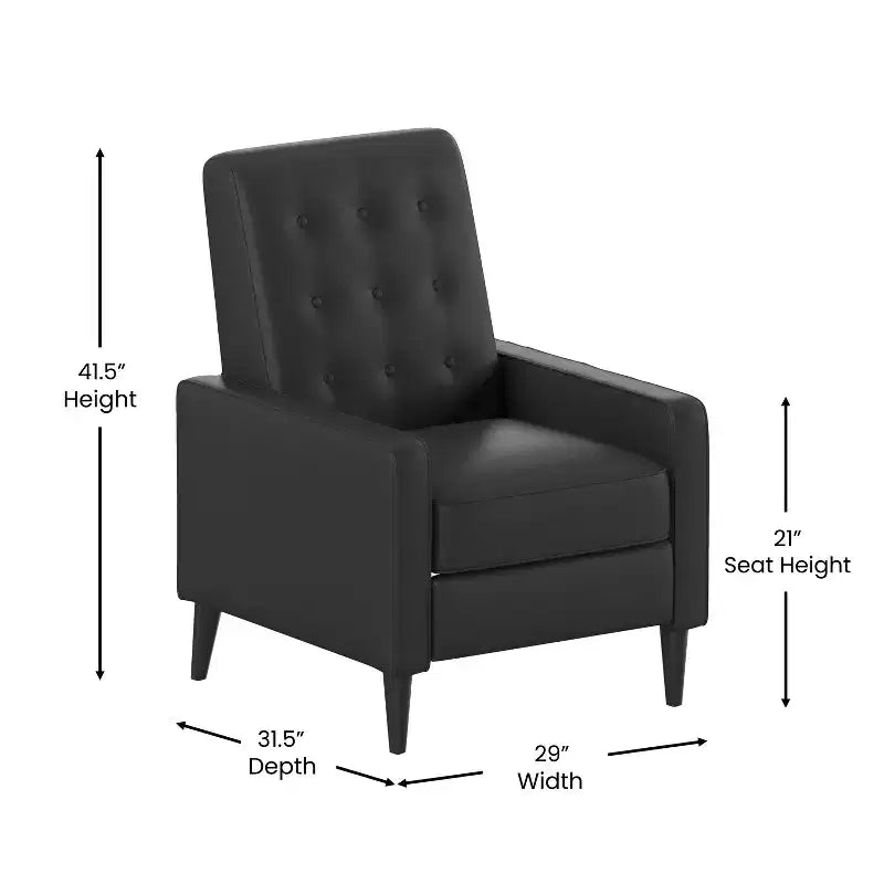 Merrick Lane Darcy Recliner Chair Mid-Century Modern Tufted Upholstery Ergonomic Push Back Living Room Recliner